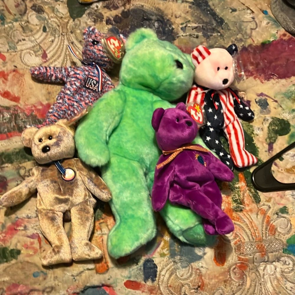 Ty Plush Stuffed Animals - Green, Purple, Multicolor